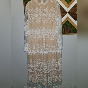 Gorgeous White + Nude Lace Dress